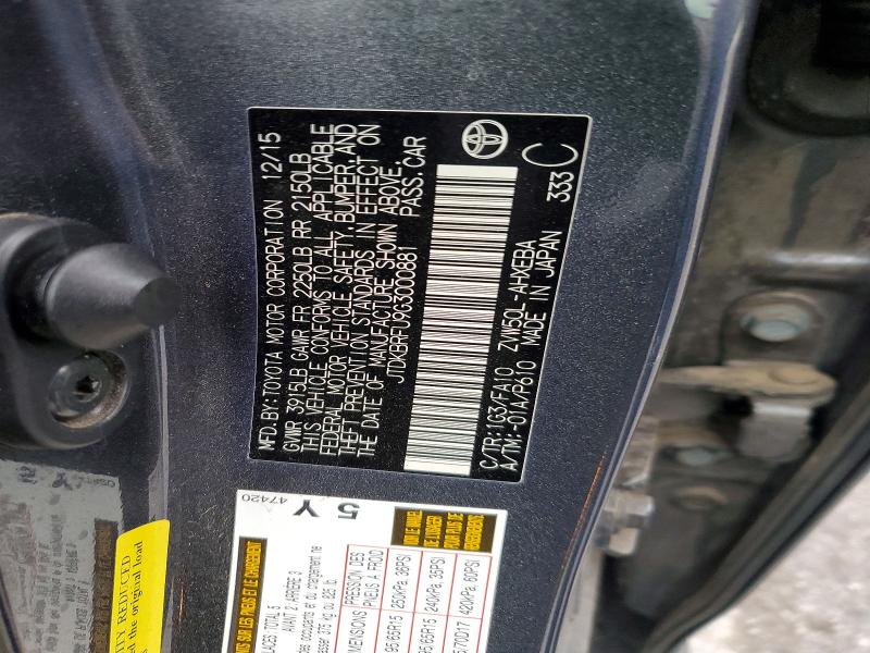 2016 Toyota Prius მანქანა იყიდება აუქციონზე, vin: JTDKBRFU9G3000881, აუქციონის ნომერი: 65460426