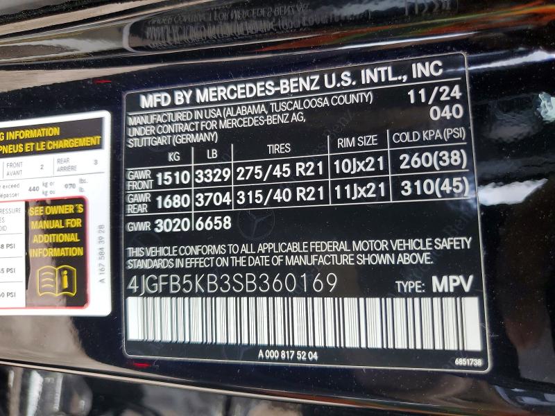 66970926 :رقم المزاد ، 4JGFB5KB3SB360169 vin ، 2025 Mercedes-benz Gle مزاد بيع