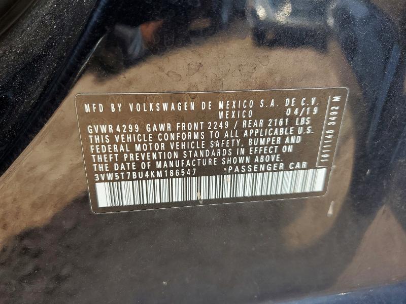 Aukcja sprzedaży 2019 Volkswagen Jetta, vin: 3VW5T7BU4KM186547, numer aukcji: 65165726