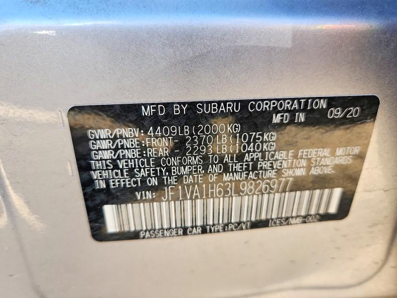 Продажа на аукционе авто 2020 Subaru Wrx, vin: JF1VA1H63L9826977, номер лота: 65664066
