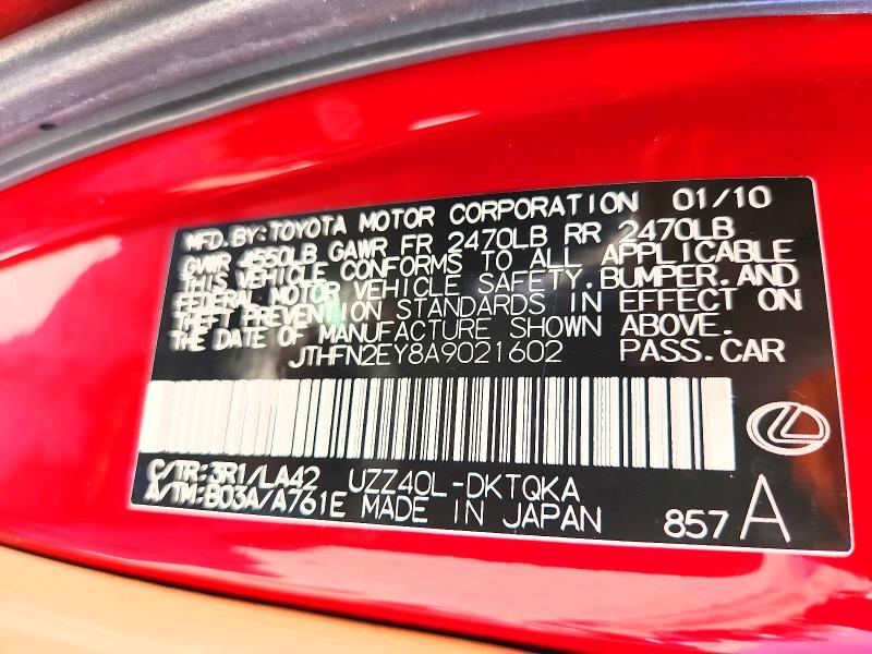 Продажа на аукционе авто 2010 Lexus Sc, vin: JTHFN2EY8A9021602, номер лота: 66054266