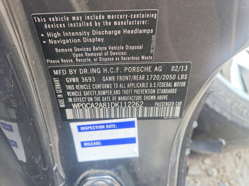 Продажа на аукционе авто 2013 Porsche Boxster, vin: WP0CA2A81DK112262, номер лота: 64559606