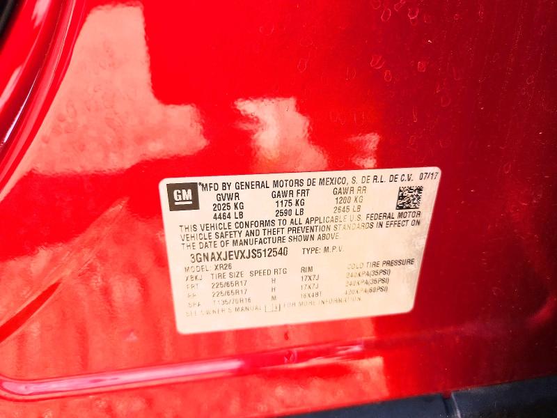 65864336 :رقم المزاد ، 3GNAXJEVXJS512540 vin ، 2018 Chevrolet Equinox مزاد بيع