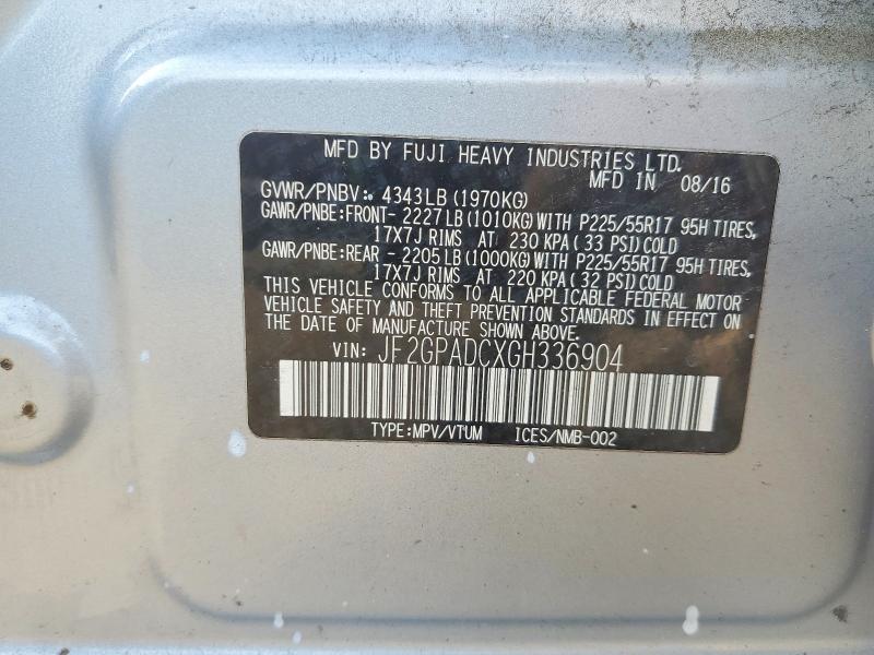 Aukcja sprzedaży 2016 Subaru Crosstrek, vin: JF2GPADCXGH336904, numer aukcji: 64631266