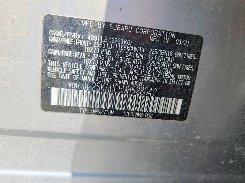 Продаж на аукціоні авто 2021 Subaru Forester, vin: JF2SKAUC5MH528042, номер лоту: 62952336