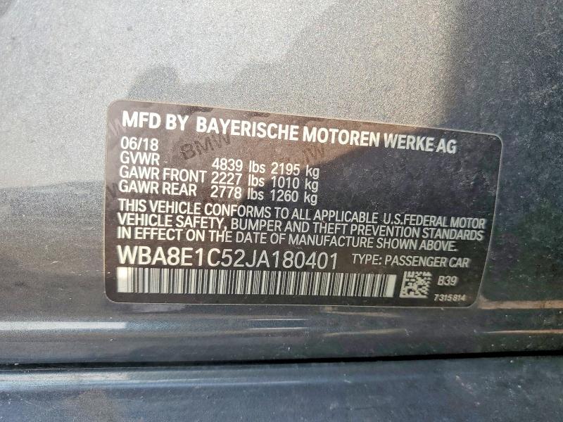 Продажа на аукционе авто 2018 Bmw 330e, vin: WBA8E1C52JA180401, номер лота: 64302666