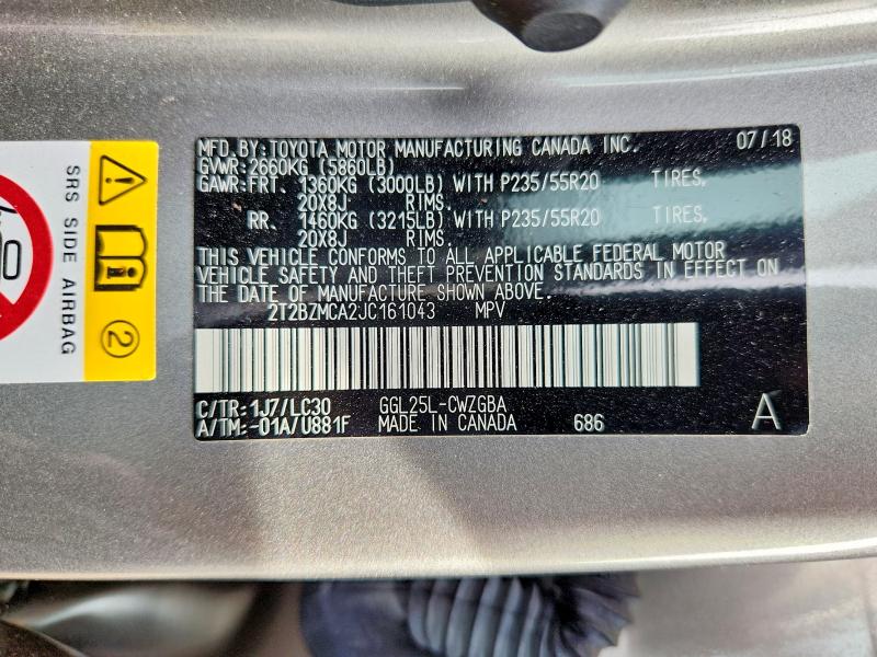 Продажа на аукционе авто 2018 Lexus Rx 350, vin: 2T2BZMCA2JC161043, номер лота: 65414386
