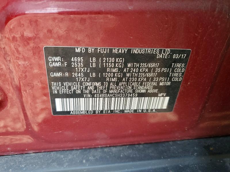 Aukcja sprzedaży 2017 Subaru Outback, vin: 4S4BSAHC5H3379459, numer aukcji: 64032986