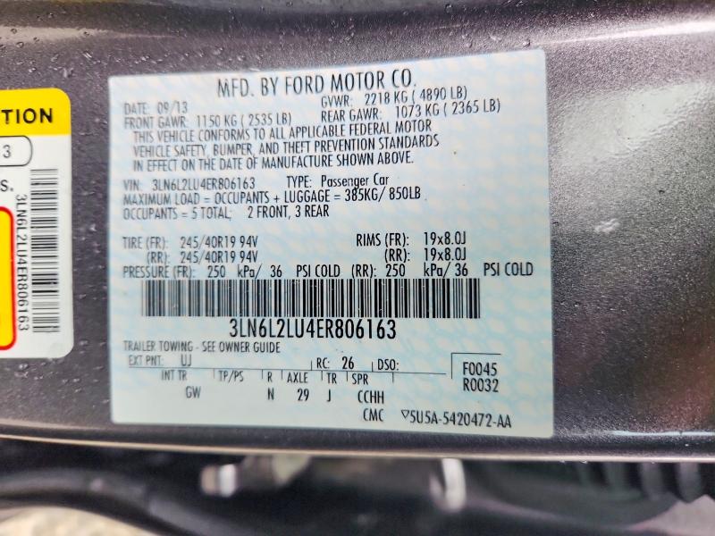 Aukcja sprzedaży 2014 Lincoln Mkz, vin: 3LN6L2LU4ER806163, numer aukcji: 66845706
