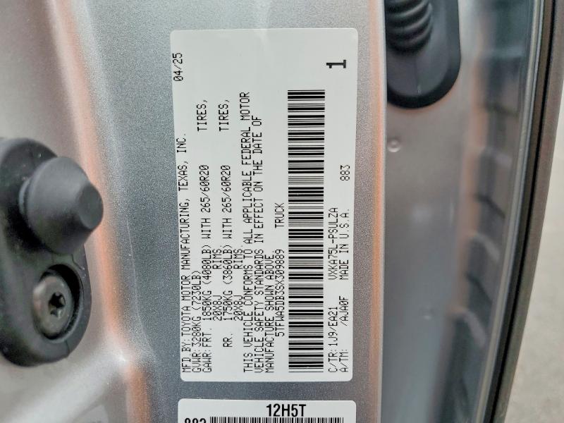 2025 Toyota Tundra მანქანა იყიდება აუქციონზე, vin: 5TFWA5DB3SX309889, აუქციონის ნომერი: 66259256
