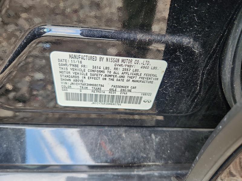 65289456 :رقم المزاد ، JN1CV7AR3HM680794 vin ، 2017 Infiniti Q50 مزاد بيع