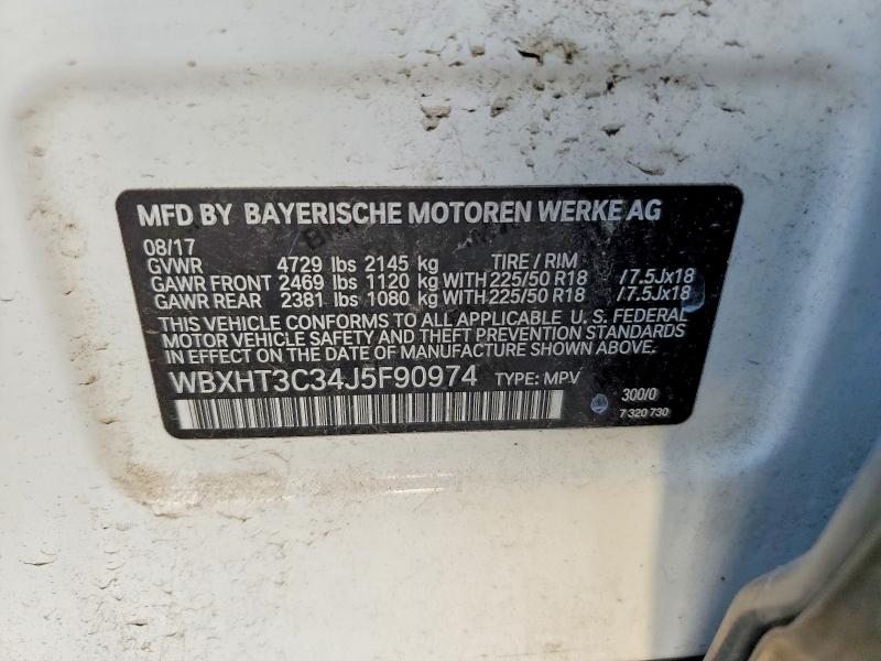 65163966 :رقم المزاد ، WBXHT3C34J5F90974 vin ، 2018 Bmw X1 مزاد بيع
