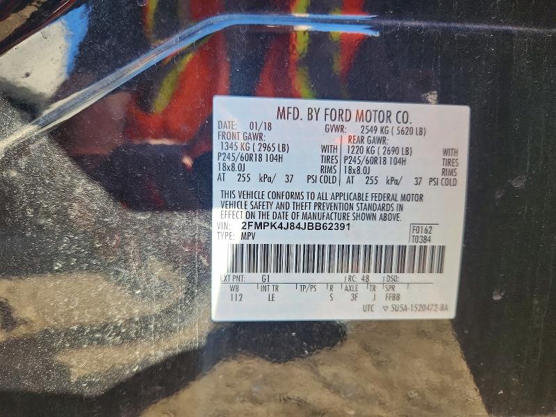 Продаж на аукціоні авто 2018 Ford Edge, vin: 2FMPK4J84JBB62391, номер лоту: 64898126
