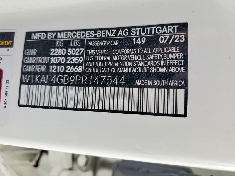 Продаж на аукціоні авто 2023 Mercedes-benz C, vin: W1KAF4GB9PR147544, номер лоту: 66643256