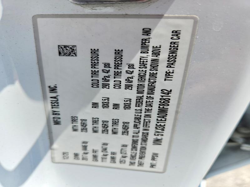 Aukcja sprzedaży 2021 Tesla Model 3, vin: 5YJ3E1EA0MF868142, numer aukcji: 64159226
