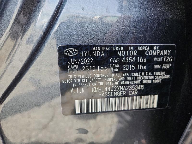 64161516 :رقم المزاد ، KMHL44J2XNA235348 vin ، 2022 Hyundai Sonata مزاد بيع
