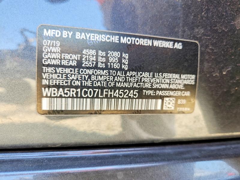 64153256 :رقم المزاد ، WBA5R1C07LFH45245 vin ، 2020 Bmw 330i مزاد بيع