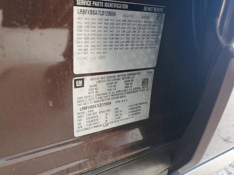 61451646 :رقم المزاد ، LRBFXBSA7LD129694 vin ، 2020 Buick Envision مزاد بيع