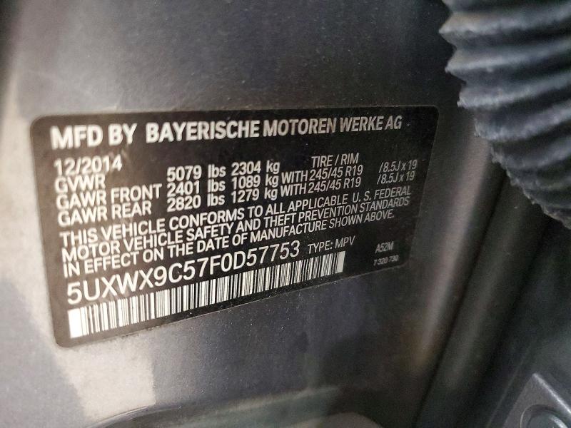 Продаж на аукціоні авто 2015 Bmw X3, vin: 5UXWX9C57F0D57753, номер лоту: 65478396