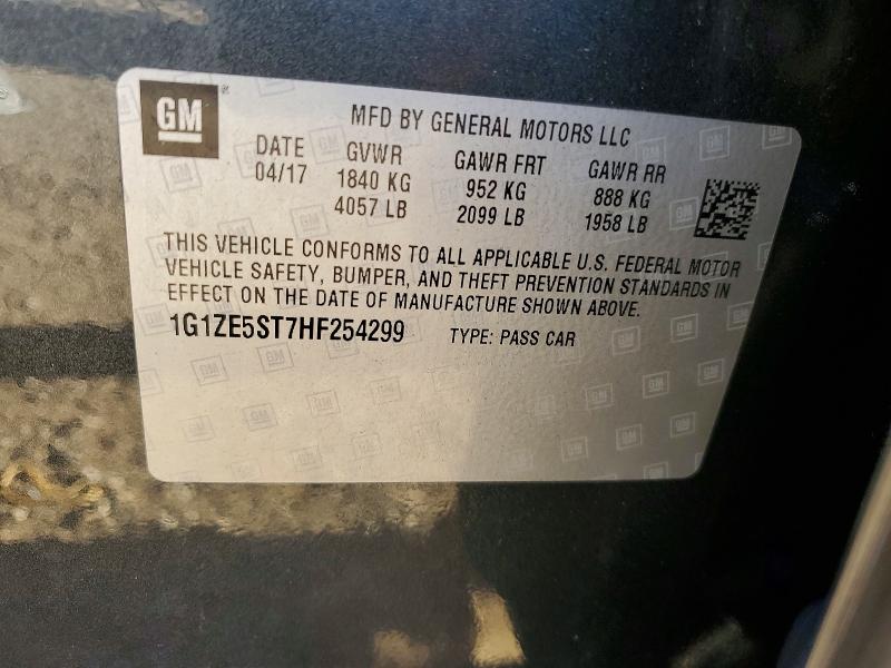 66975016 :رقم المزاد ، 1G1ZE5ST7HF254299 vin ، 2017 Chevrolet Malibu مزاد بيع
