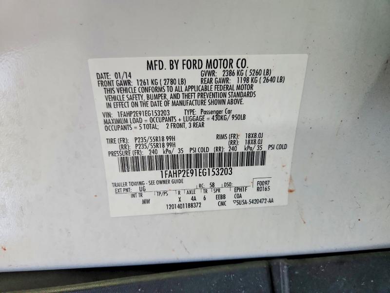 65732856 :رقم المزاد ، 1FAHP2E91EG153203 vin ، 2014 Ford Taurus مزاد بيع