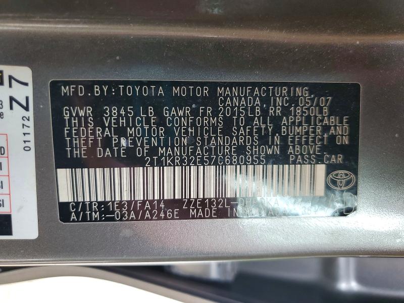 Продажа на аукционе авто 2007 Toyota Matrix, vin: 2T1KR32E57C680955, номер лота: 63984536