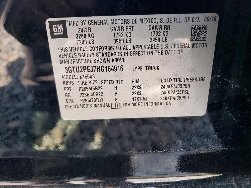 Продаж на аукціоні авто 2017 Gmc Sierra, vin: 3GTU2PEJ7HG184916, номер лоту: 63739976