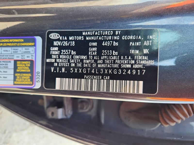 64373516 :رقم المزاد ، 5XXGT4L3XKG324917 vin ، 2019 Kia Optima مزاد بيع