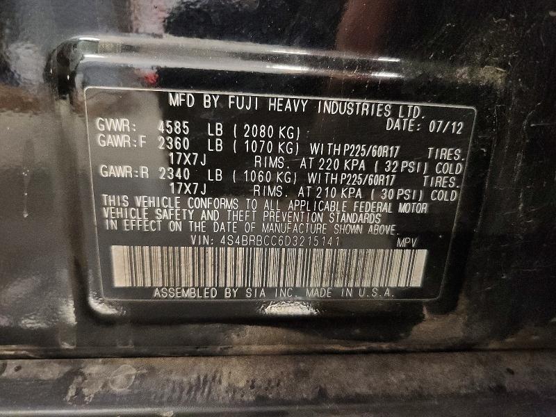 Auction sale of the 2013 Subaru Outback, vin: 4S4BRBCC6D3215141, lot number: 67133156