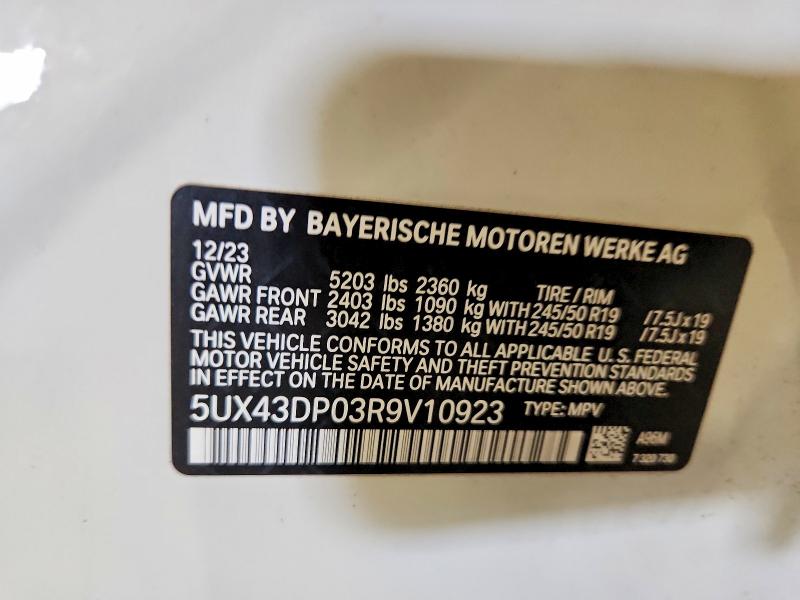 Aukcja sprzedaży 2024 Bmw X3, vin: 5UX43DP03R9V10923, numer aukcji: 66757516