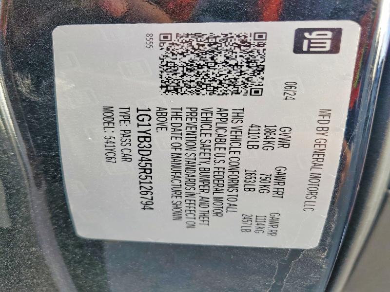 64965756 :رقم المزاد ، 1G1YB3D45R5126794 vin ، 2024 Chevrolet Corvette مزاد بيع