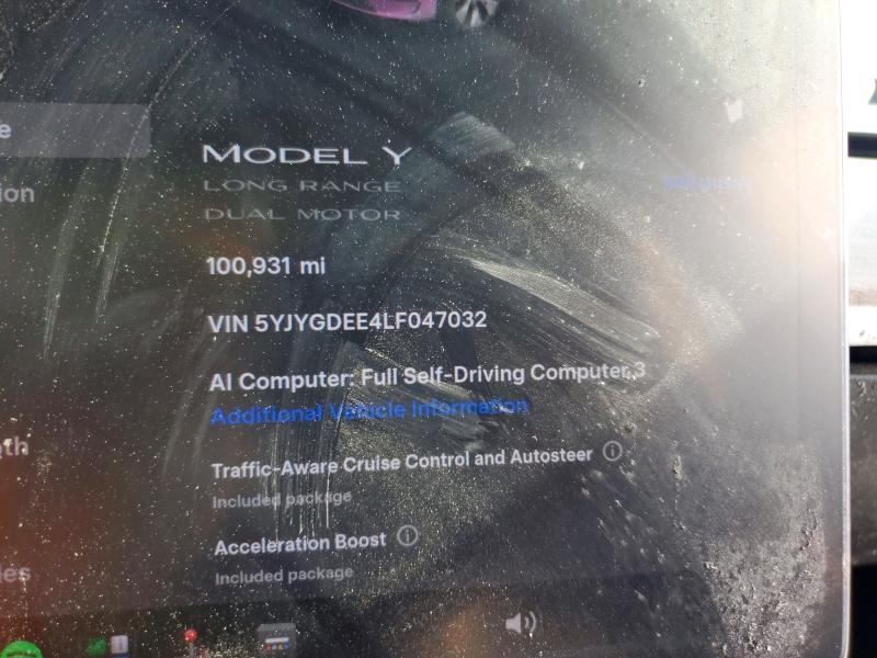 Продажа на аукционе авто 2020 Tesla Model Y, vin: 5YJYGDEE4LF047032, номер лота: 63948306