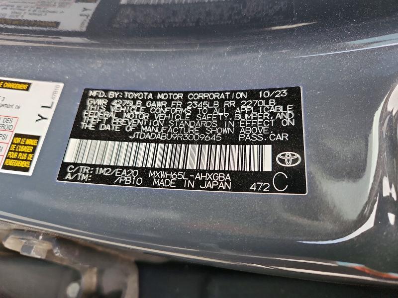 64637096 :رقم المزاد ، JTDADABU9R3009645 vin ، 2024 Toyota Prius مزاد بيع