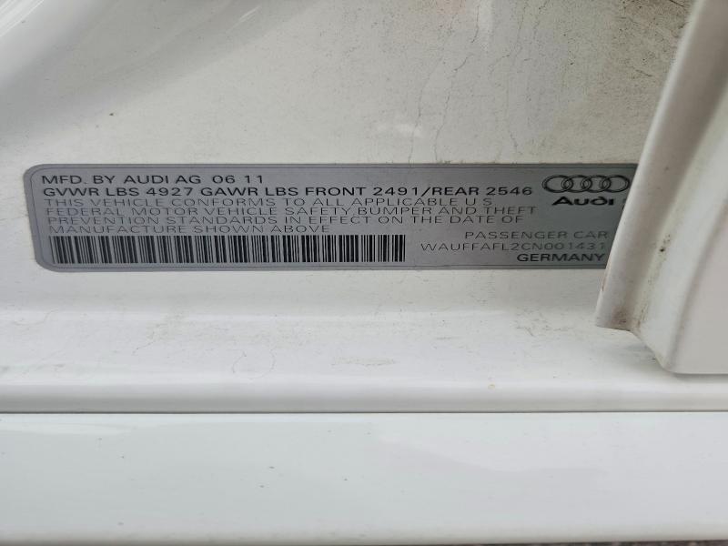 64386466 :رقم المزاد ، WAUFFAFL2CN001431 vin ، 2012 Audi A4 مزاد بيع