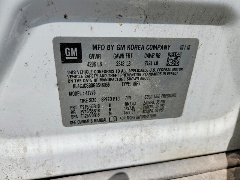 Aukcja sprzedaży 2016 Buick Encore, vin: KL4CJCSB0GB546056, numer aukcji: 66032676