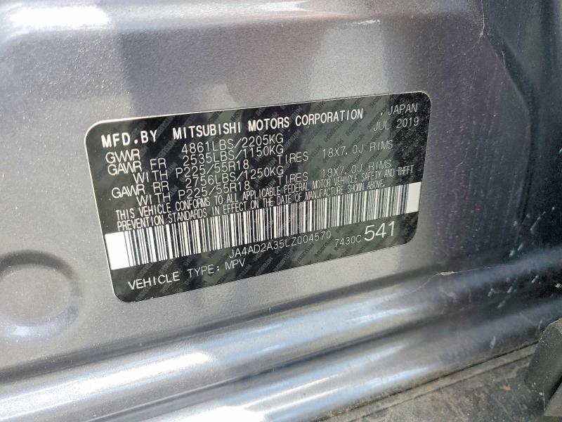 2020 Mitsubishi Outlander მანქანა იყიდება აუქციონზე, vin: JA4AD2A35LZ004570, აუქციონის ნომერი: 64332776