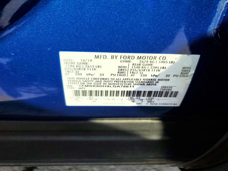 Aukcja sprzedaży 2020 Ford Explorer, vin: 1FMSK8DH9LGA78611, numer aukcji: 66528256