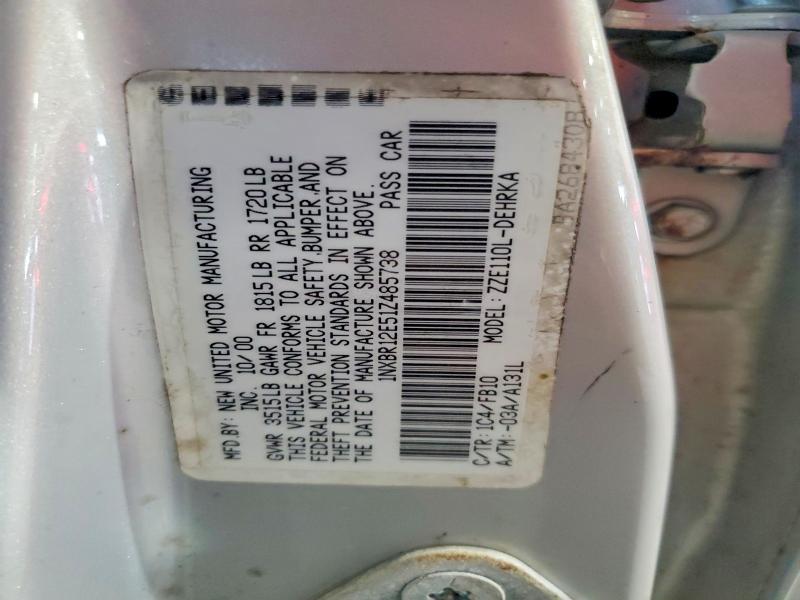 65670296 :رقم المزاد ، 1NXBR12E51Z485738 vin ، 2001 Toyota Corolla مزاد بيع
