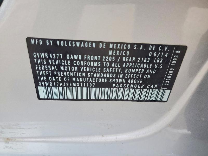 2014 Volkswagen Jetta მანქანა იყიდება აუქციონზე, vin: 3VWD17AJ9EM311197, აუქციონის ნომერი: 66563146