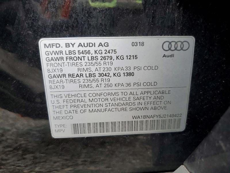 Продажа на аукционе авто 2018 Audi Q5, vin: WA1BNAFY5J2149422, номер лота: 66631836
