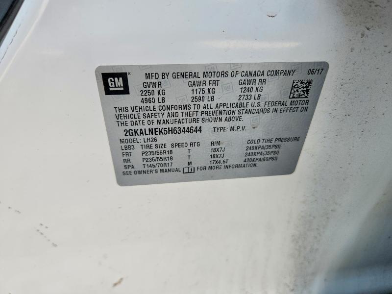 Aukcja sprzedaży 2017 Gmc Terrain, vin: 2GKALNEK5H6344644, numer aukcji: 63556956
