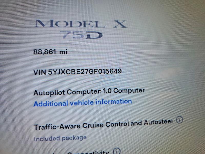 65728546 :رقم المزاد ، 5YJXCBE27GF015649 vin ، 2016 Tesla Model X مزاد بيع