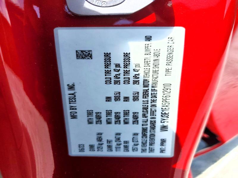 Auction sale of the 2023 Tesla Model 3, vin: 5YJ3E1EA5PF612910, lot number: 63915176