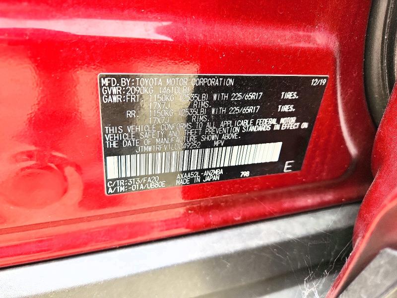 Продаж на аукціоні авто 2020 Toyota Rav4, vin: JTMW1RFV1LD049252, номер лоту: 66992326