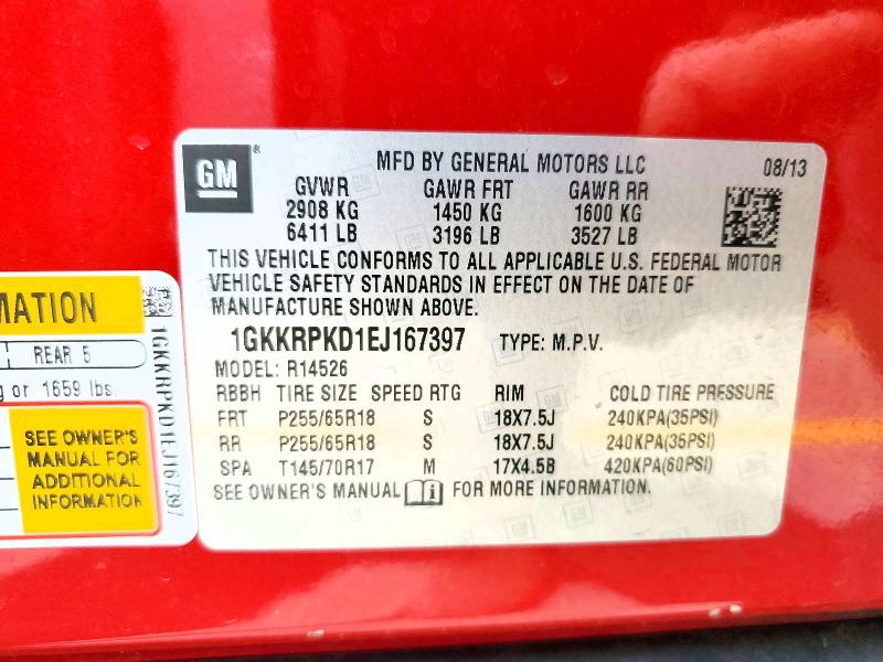 Aukcja sprzedaży 2014 Gmc Acadia, vin: 1GKKRPKD1EJ167397, numer aukcji: 63713456