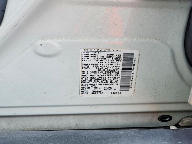 63760086 :رقم المزاد ، JN8AT2MT9JW455704 vin ، 2018 Nissan Rogue مزاد بيع