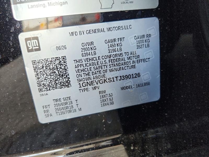 64486856 :رقم المزاد ، 1GNEVGKS1TJ390126 vin ، 2026 Chevrolet Traverse مزاد بيع