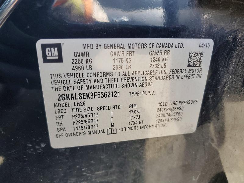2015 Gmc Terrain მანქანა იყიდება აუქციონზე, vin: 2GKALSEK3F6362121, აუქციონის ნომერი: 63899396