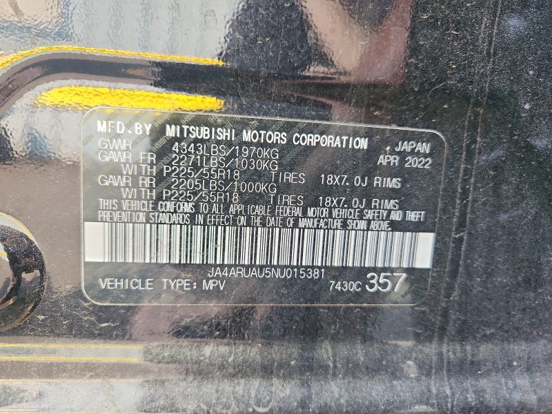 64272976 :رقم المزاد ، JA4ARUAU5NU015381 vin ، 2022 Mitsubishi Outlander Sport مزاد بيع