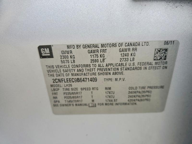65475956 :رقم المزاد ، 2CNFLEEC9B6471409 vin ، 2011 Chevrolet Equinox مزاد بيع